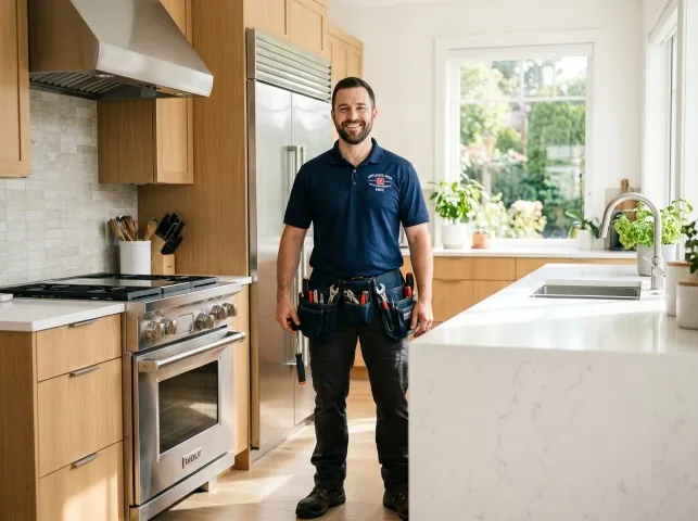 Appliance Repair Hero technician in a Alpine, TX kitchen after an appliance repair